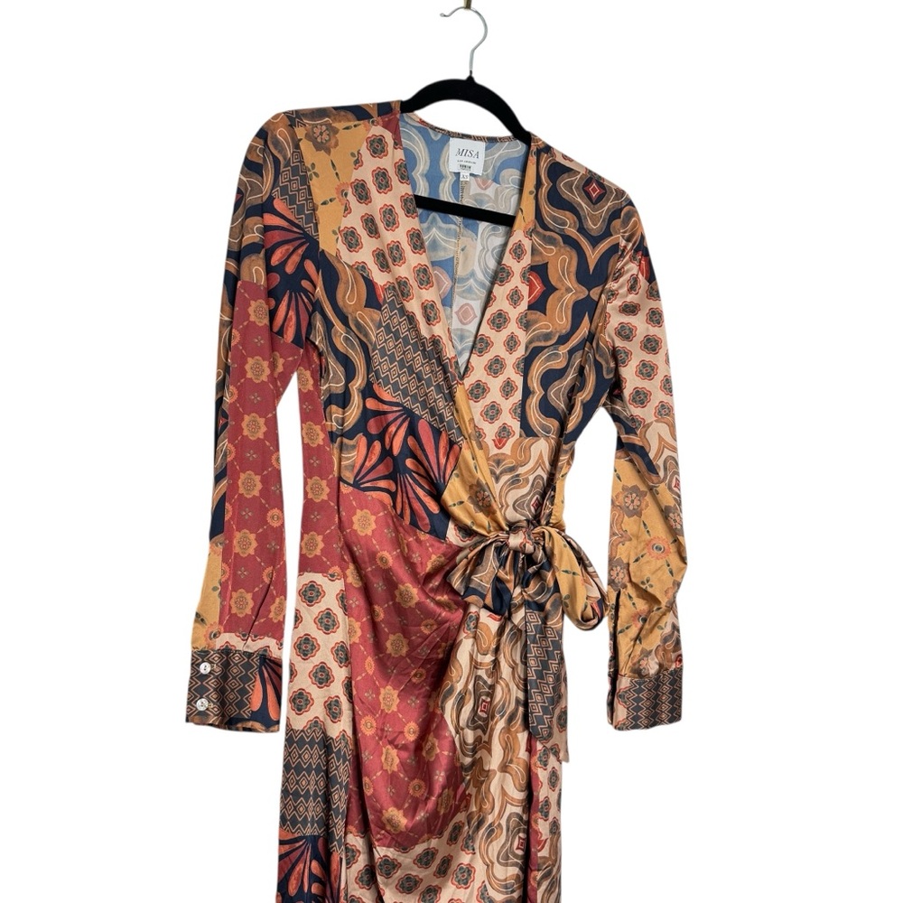 Misa Eliza Patchwork Wrap‎ Dress - Picture 10 of 14